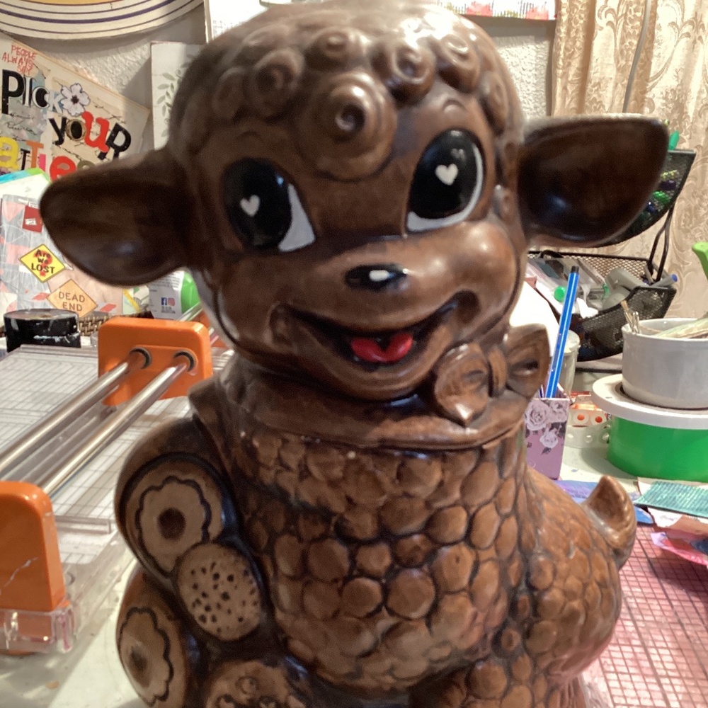 Vintage TreasureCraft 1968 California brown lamb cookie jar